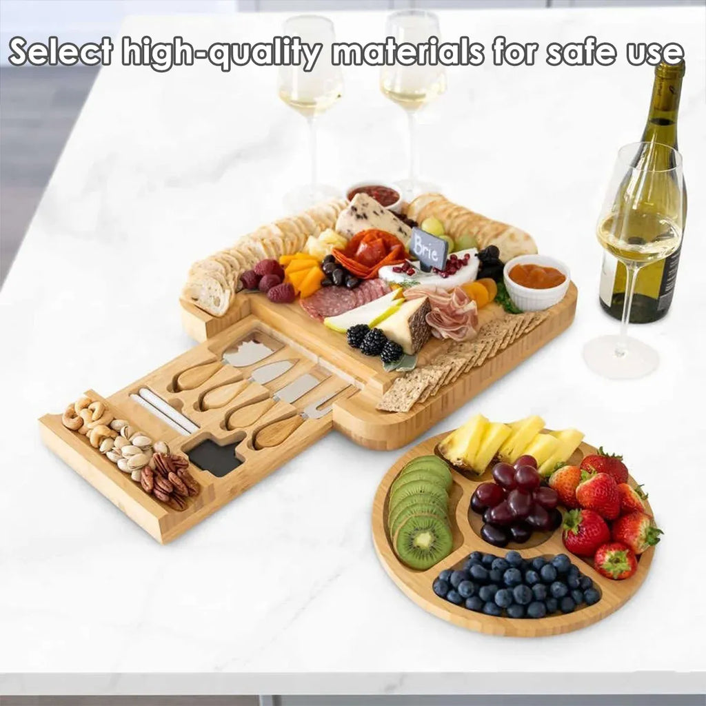 Bamboo Cheese Cutting Board Knife Gift Set Wooden Charcuterie Meat