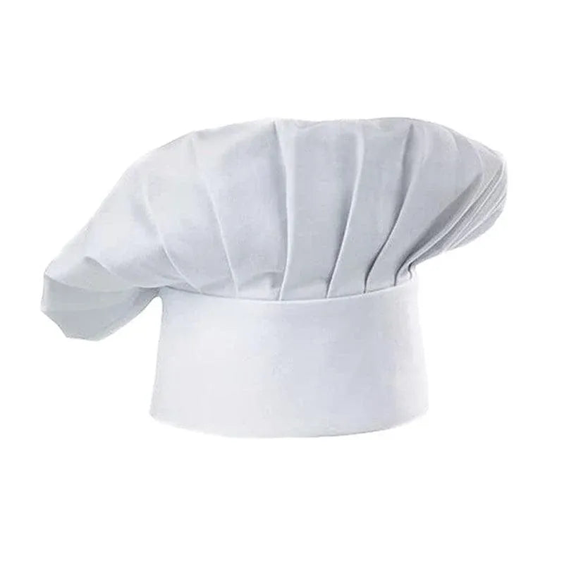 Adjustable Polyester Chef Cap with Elastic Band, White