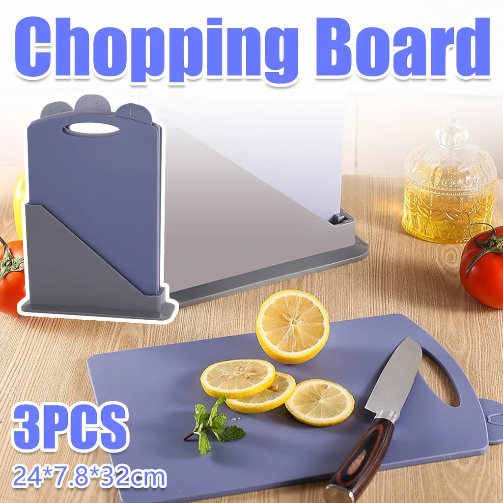Colour-Coded Cutting Board Set with Stand, 3 Boards