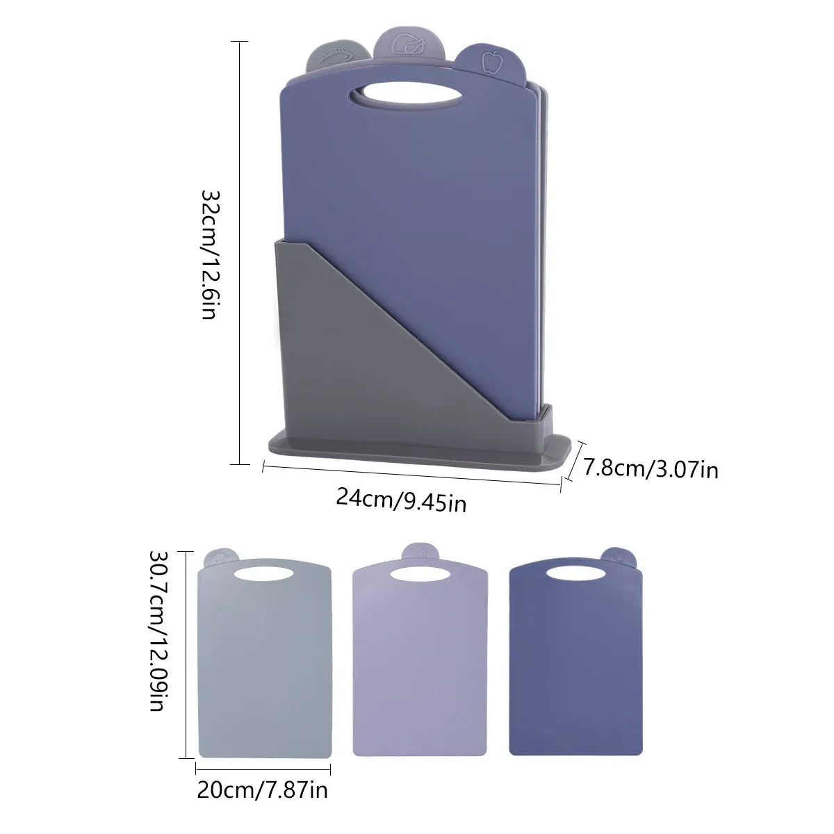 Colour-Coded Cutting Board Set with Stand, 3 Boards