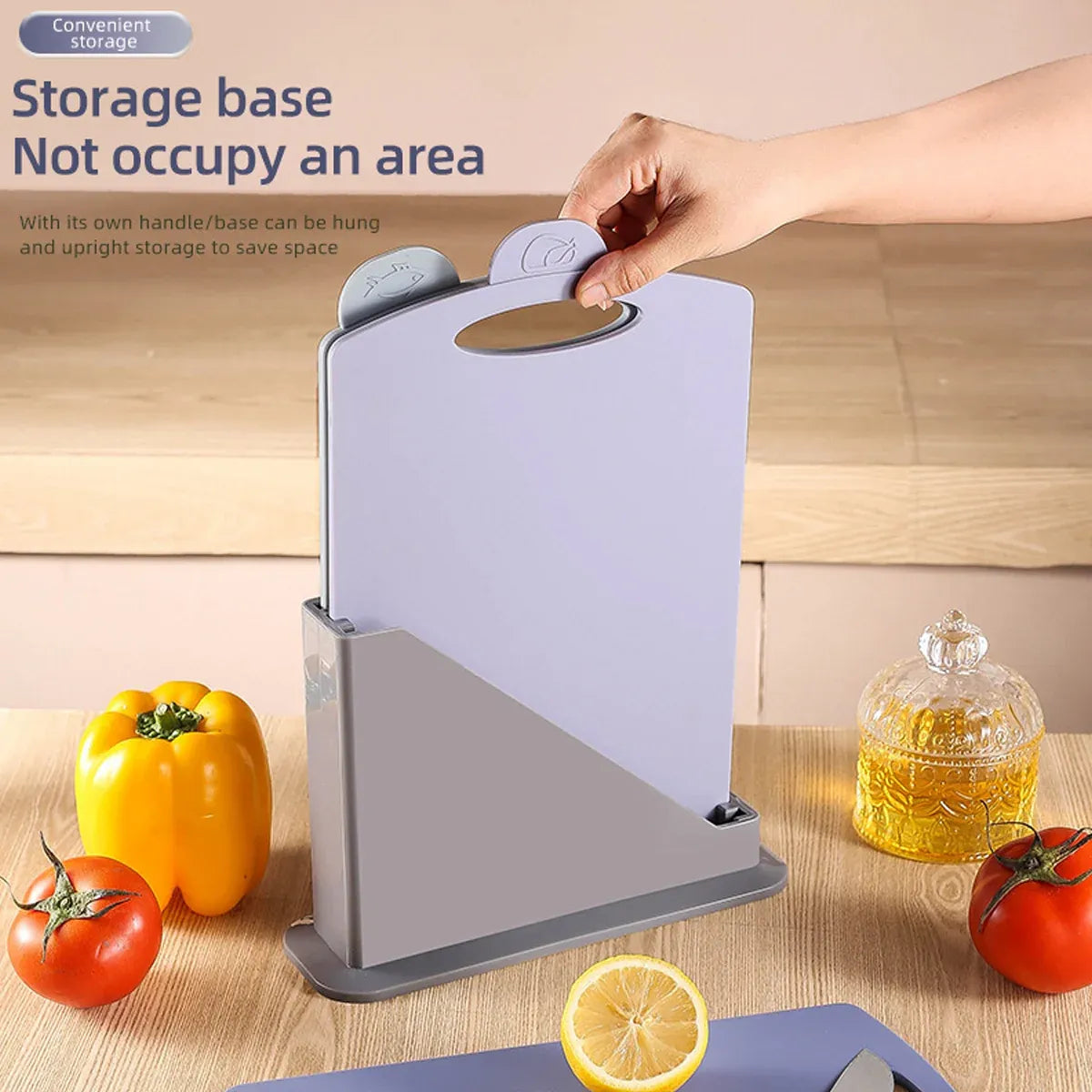 Colour-Coded Cutting Board Set with Stand, 3 Boards