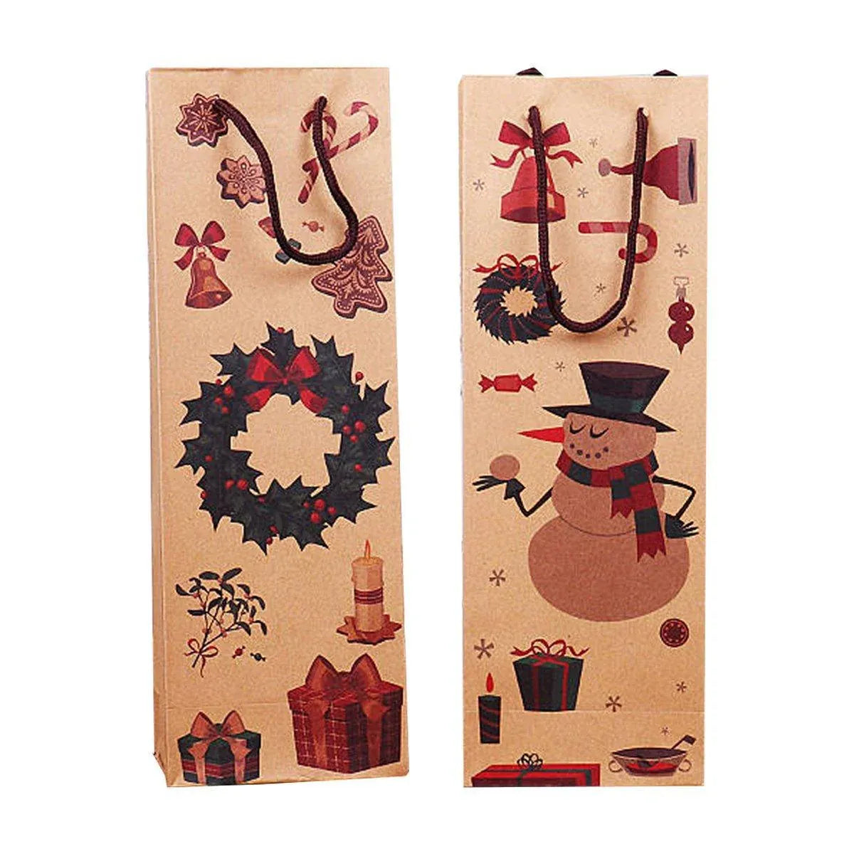 20PCS Christmas Wine Bottle Gift Bags Kraft Paper Red Wine Bag