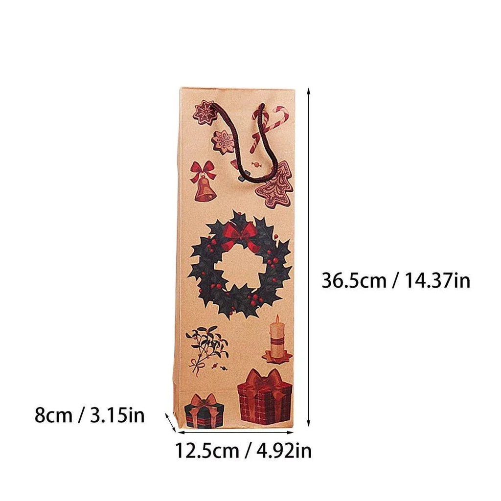 20PCS Christmas Wine Bottle Gift Bags Kraft Paper Red Wine Bag