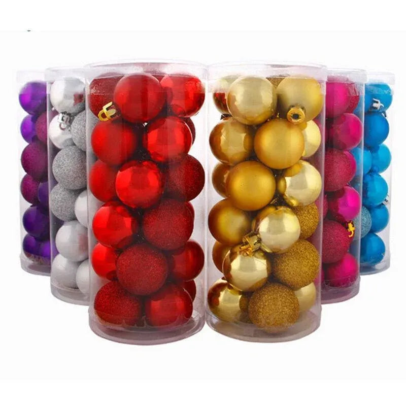 Plastic Christmas Baubles, 3 cm, 24 Pack