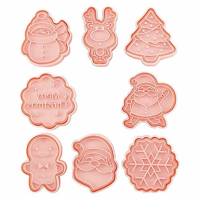 Christmas Cookie Cutter and Stamp Set, 8 Pieces