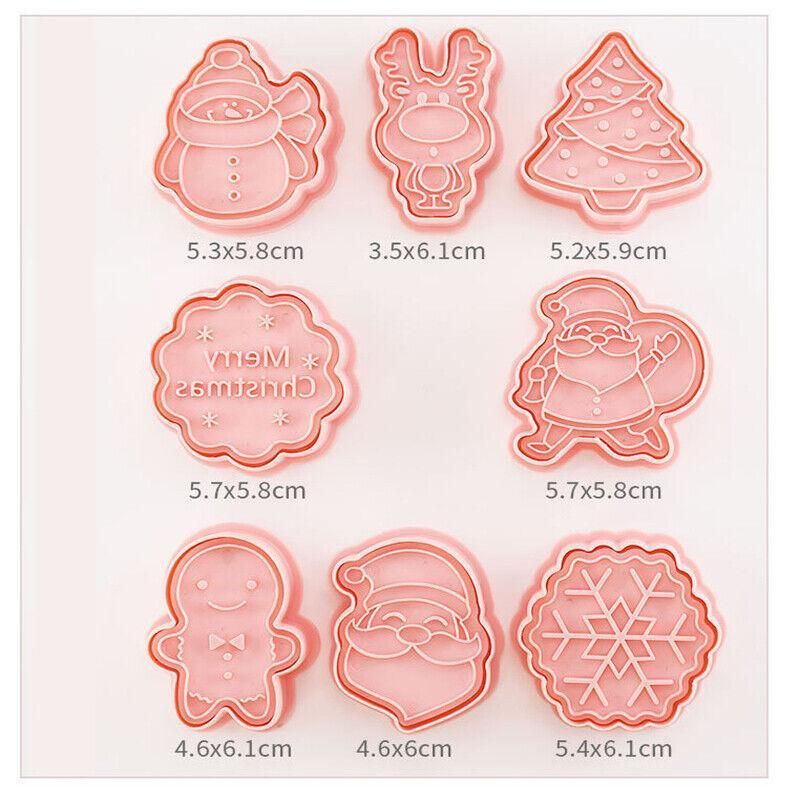 Christmas Cookie Cutter and Stamp Set, 8 Pieces