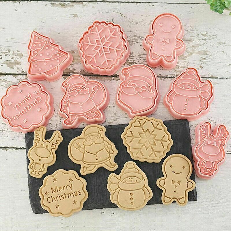 Christmas Cookie Cutter and Stamp Set, 8 Pieces
