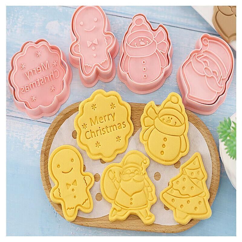 Christmas Cookie Cutter and Stamp Set, 8 Pieces