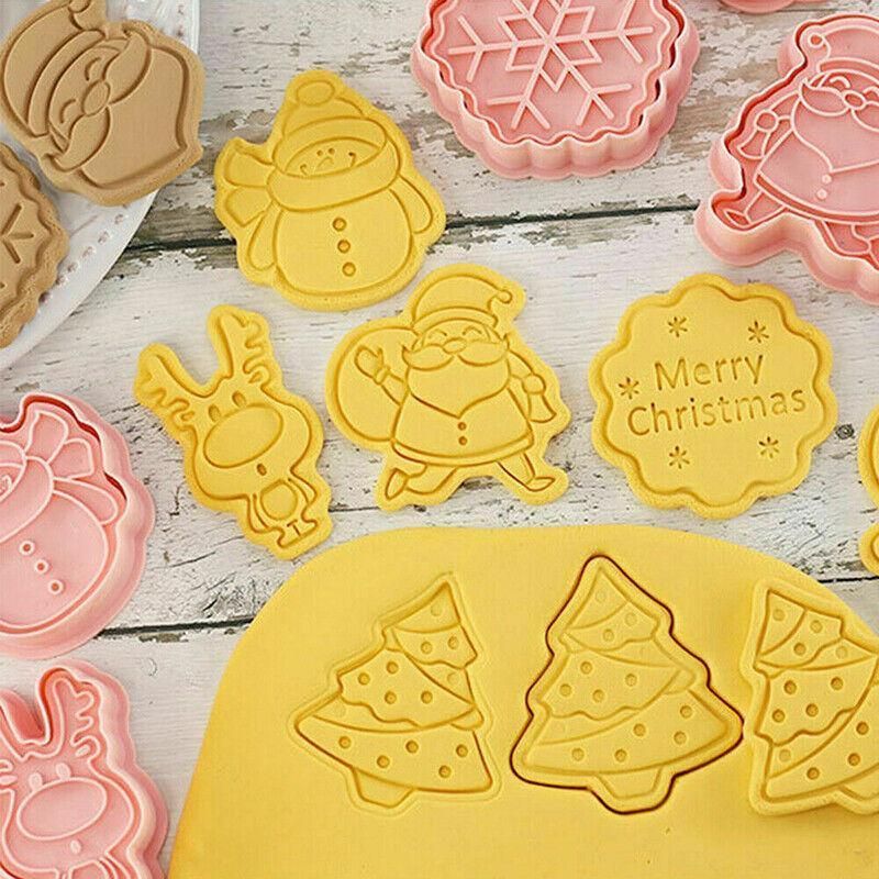 Christmas Cookie Cutter and Stamp Set, 8 Pieces