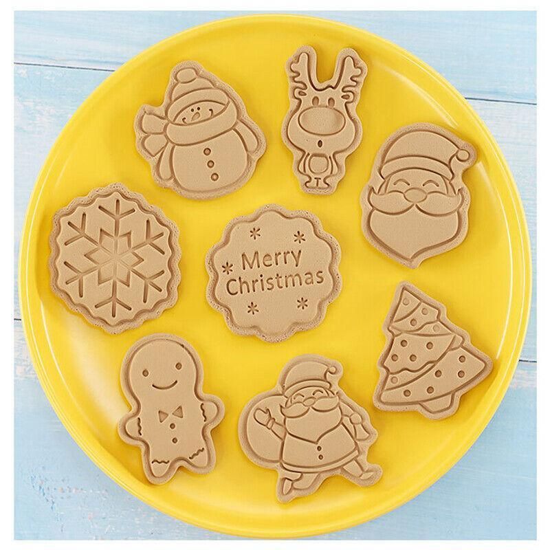 Christmas Cookie Cutter and Stamp Set, 8 Pieces