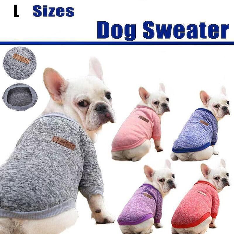 L Size Cute Pet Dog Warm Jumper Sweater Clothes Cat Knitted Coat