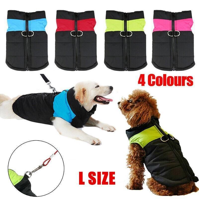 L Size Large Dog Jacket Padded Waterproof Pet Clothes Warm