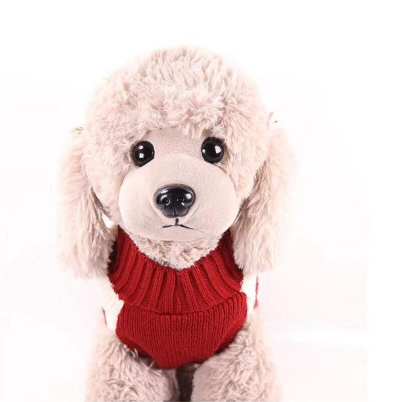 L Red Thick Stripes Jumper Sweater Cat Knitted Coat Puppy Pet Winter