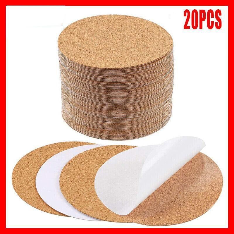Plain Round Cork Coasters, 20 Pack, 10 cm