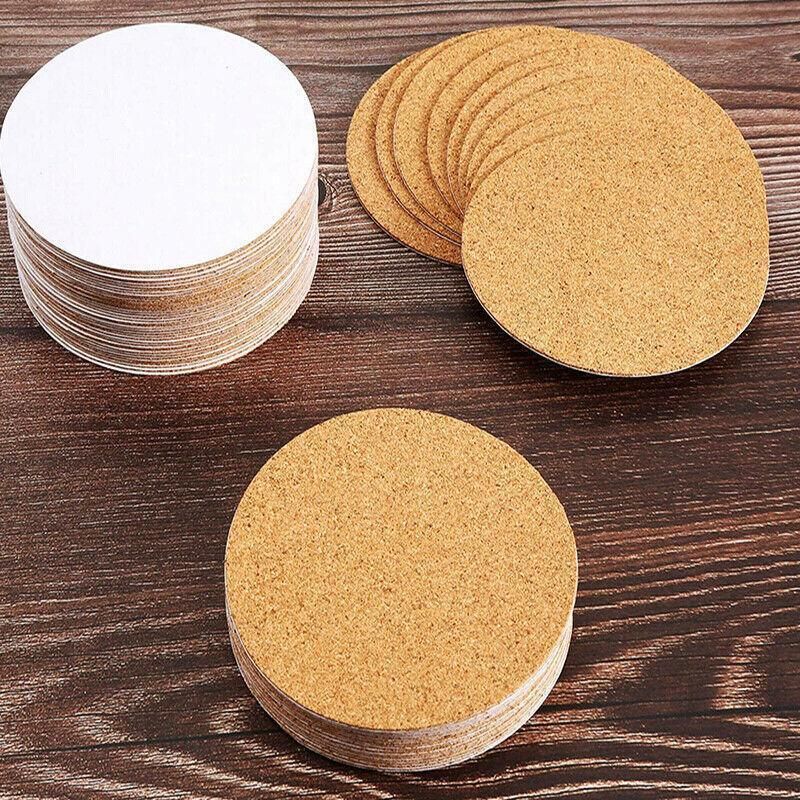 Plain Round Cork Coasters, 20 Pack, 10 cm