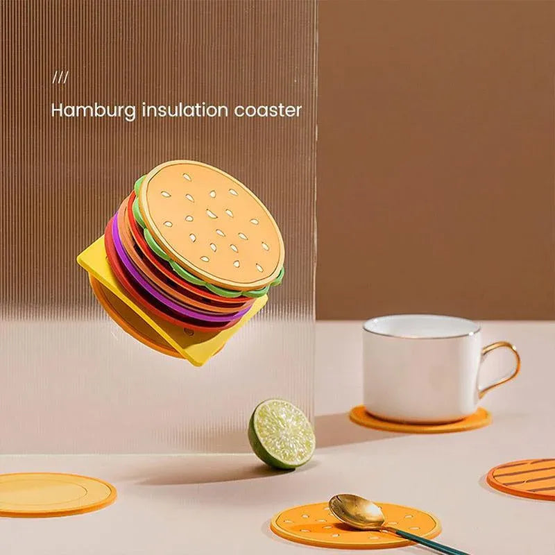 Food Slice PVC Coasters, Set of 8, 9 cm