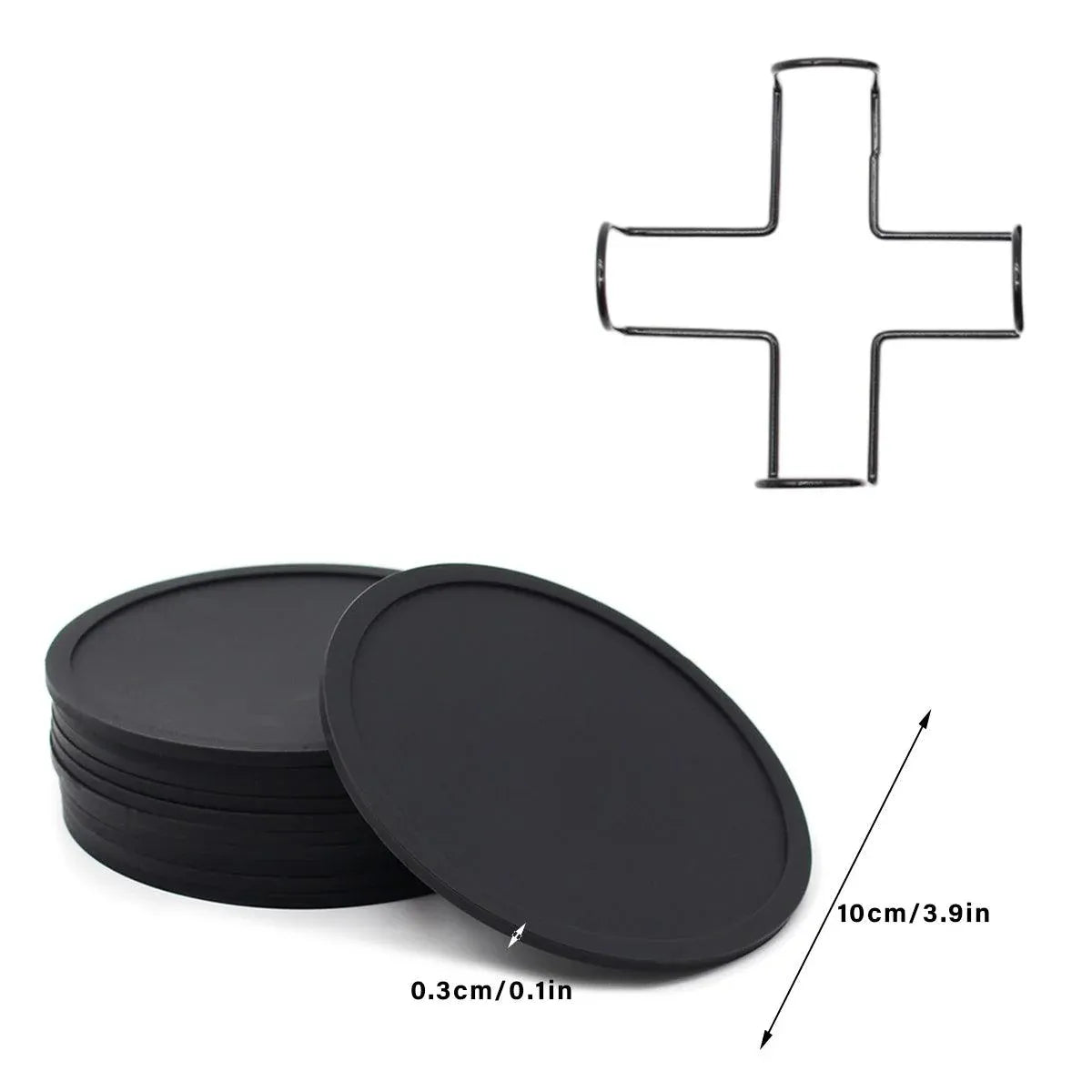 Silicone Round Coasters with Metal Holder, 12 Pack