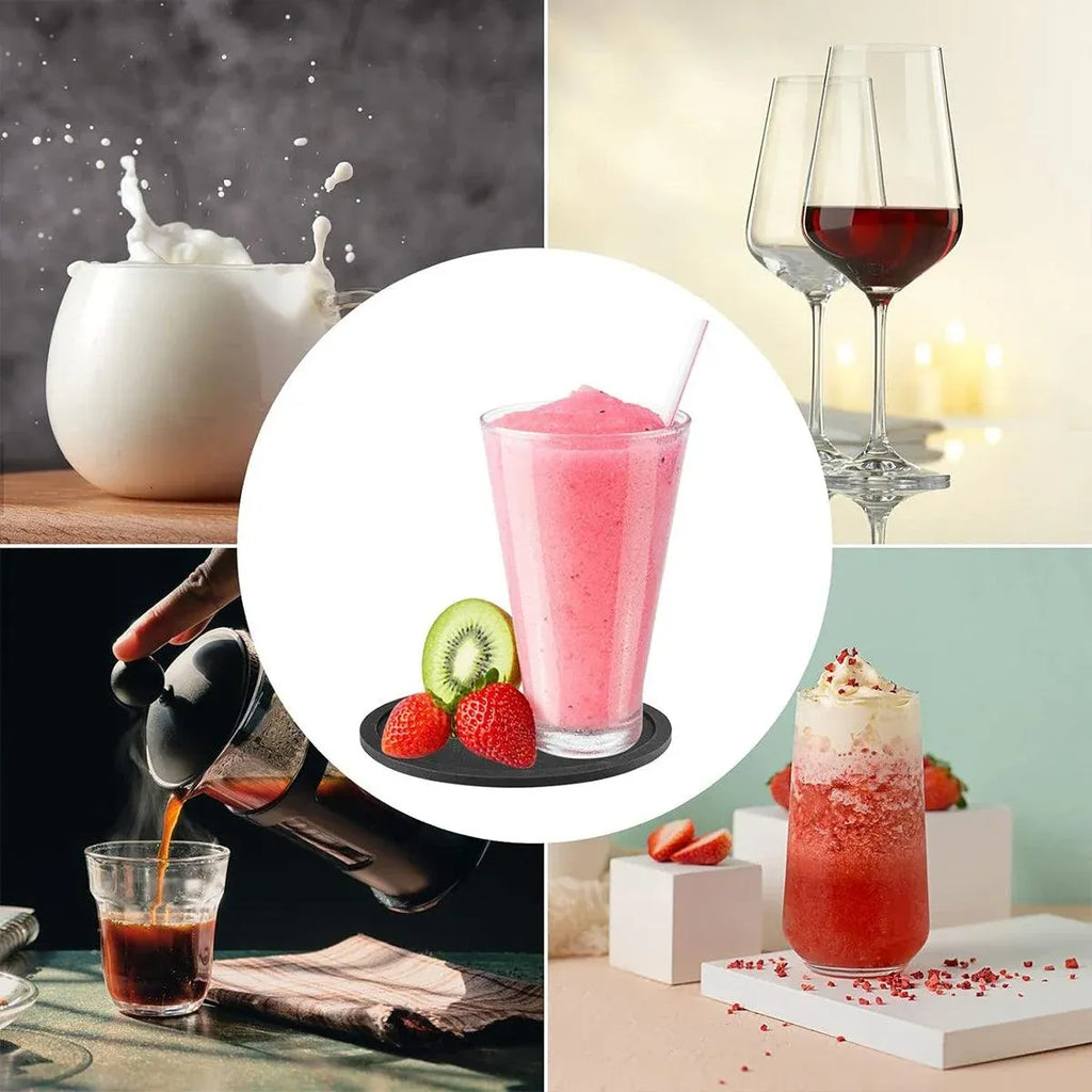 Silicone Round Coasters with Metal Holder, 12 Pack