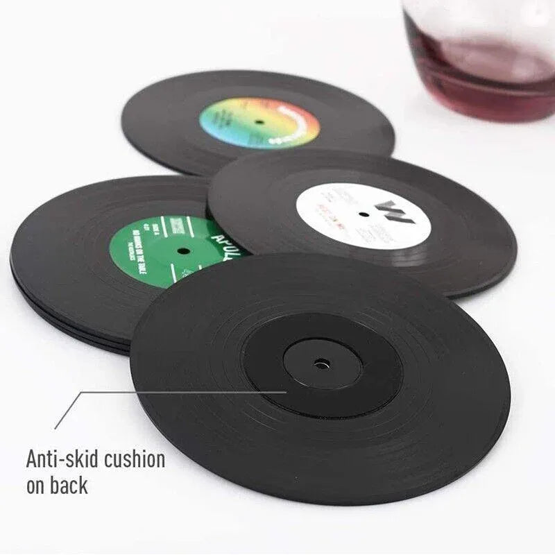 Retro Vinyl Record Drink Coasters, Set of 6