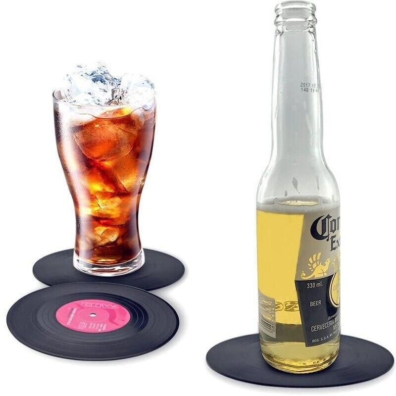 Retro Vinyl Record Drink Coasters, Set of 6