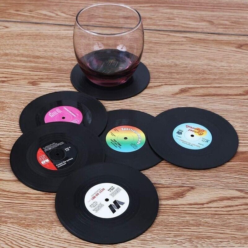 Retro Vinyl Record Drink Coasters, Set of 6
