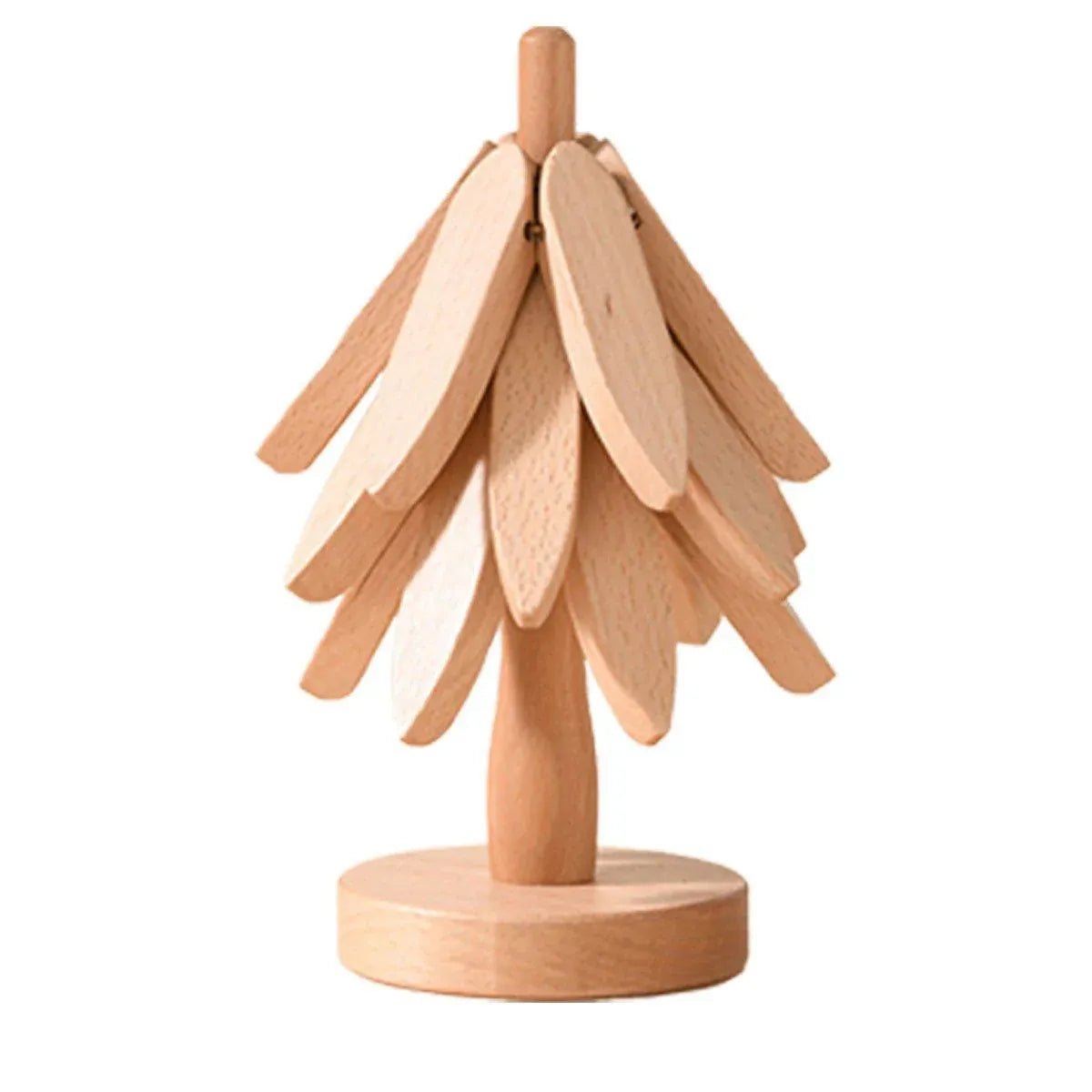 Walnut Christmas Tree Trivet with Detachable Coasters, Beige, 3 pieces