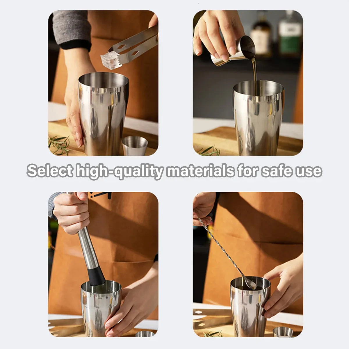 Cocktail Shaker Set Bar Tools Stainless Steel Mixing Glasses Drink