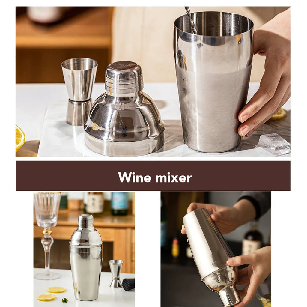 Cocktail Shaker Set Bar Tools Stainless Steel Mixing Glasses Drink