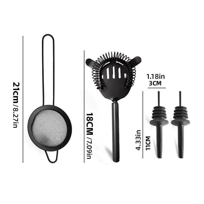 8PCS/700ML Stainless Steel Cocktail Shaker Bartender Tools Set Bar Supplies
