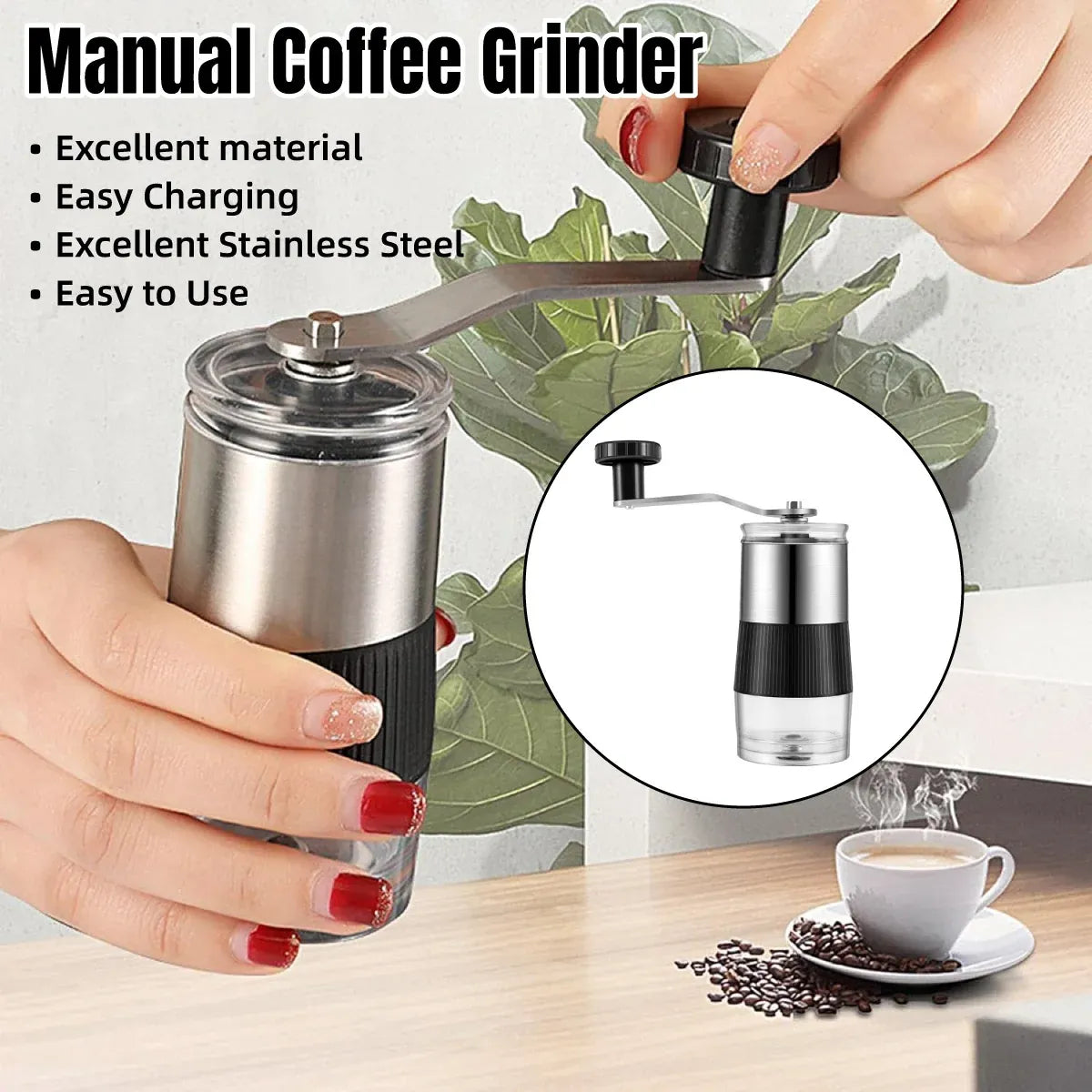 Small Manual Coffee Grinder with Ceramic Burr