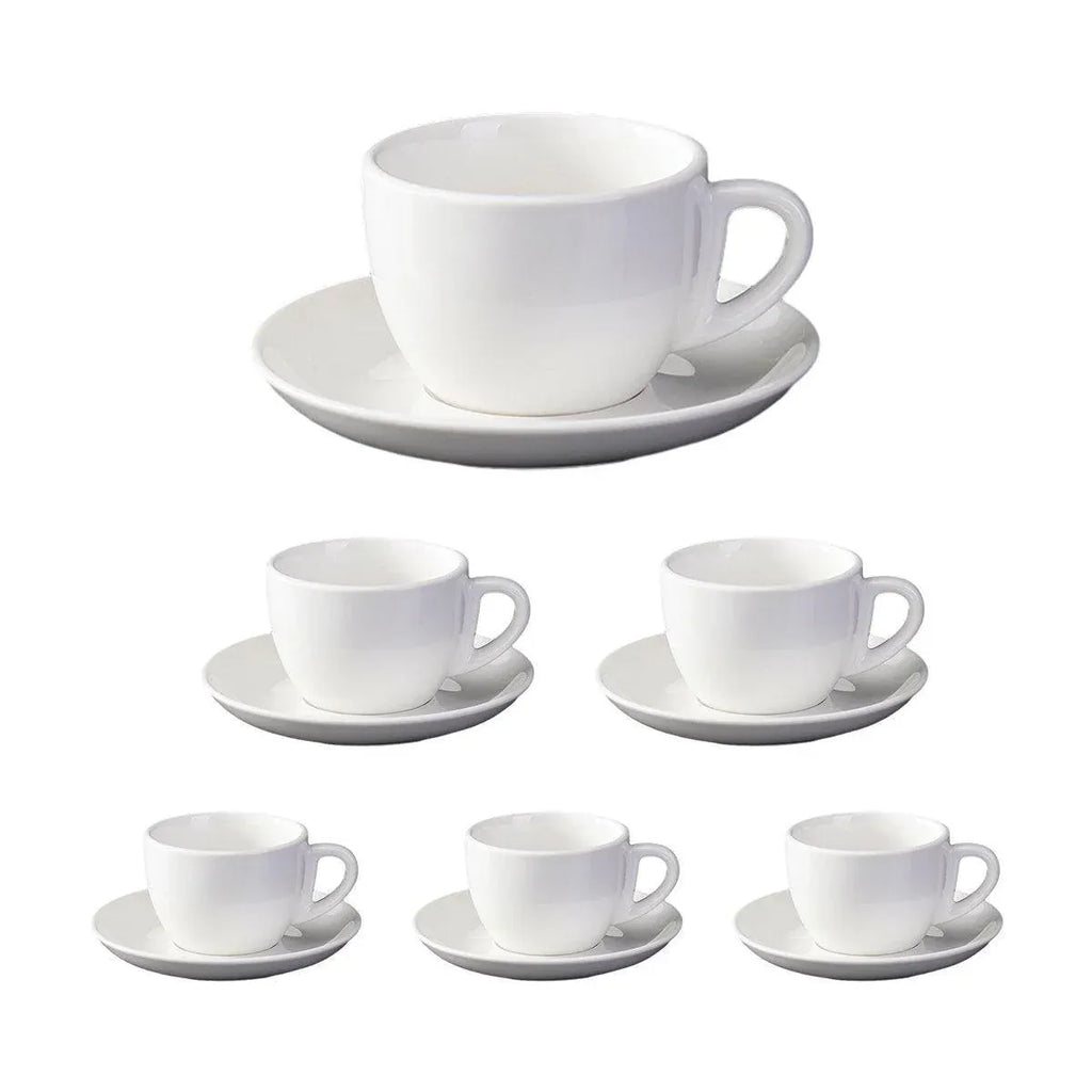 6PCS Ceramic Coffee Cup and Saucer Set Apricot Tea Cup with Ear Hotel
