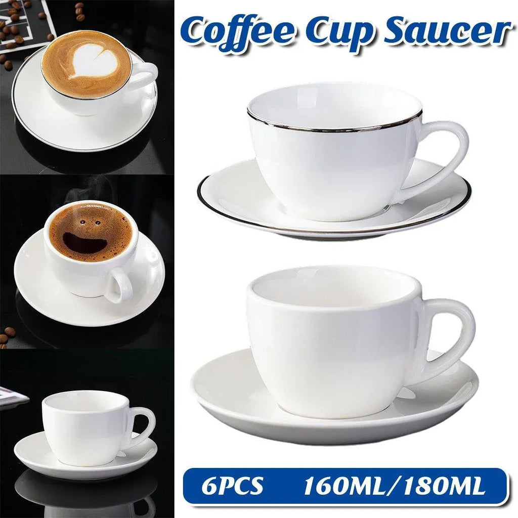 6PCS Ceramic Coffee Cup and Saucer Set Apricot Tea Cup with Ear Hotel