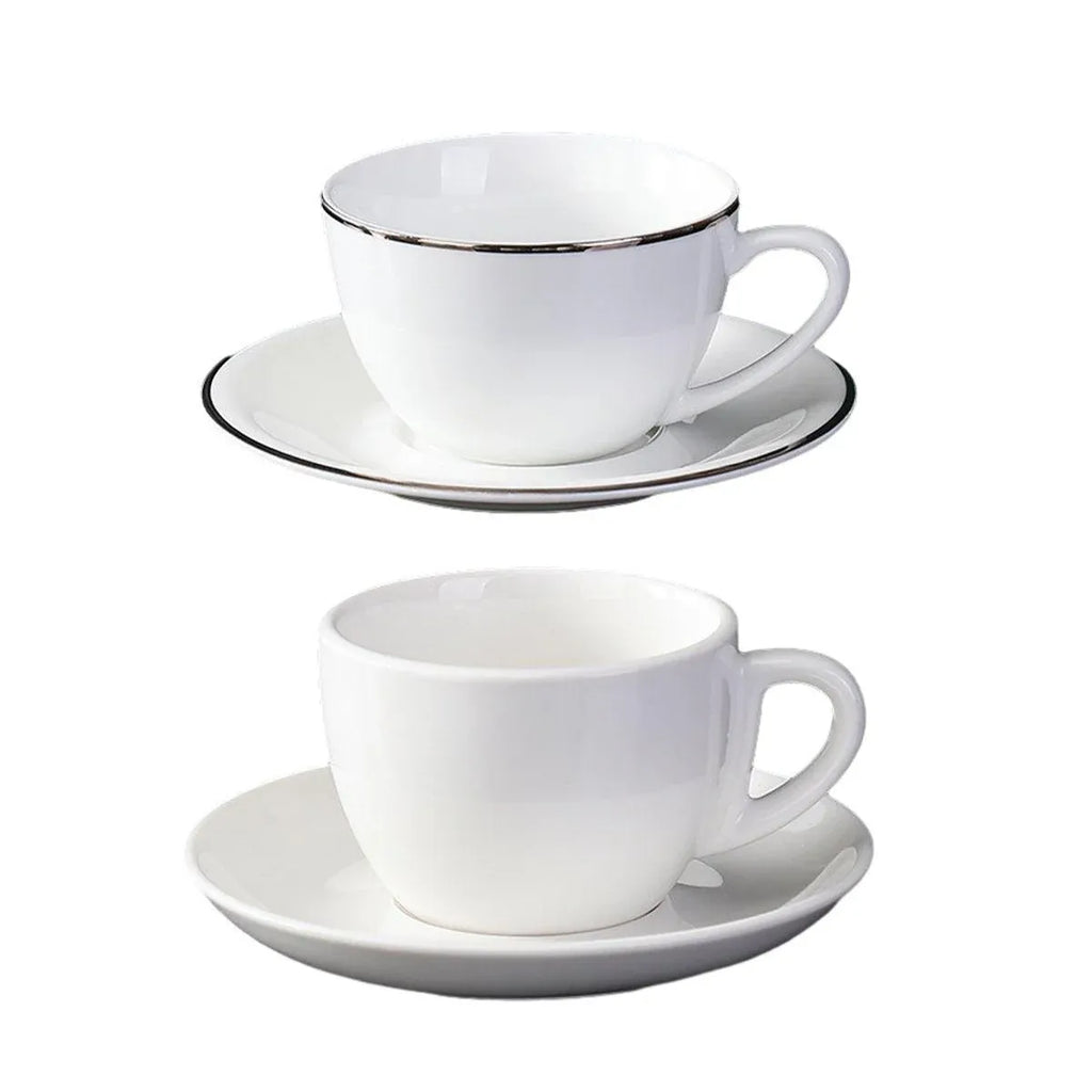 6PCS Ceramic Coffee Cup and Saucer Set Apricot Tea Cup with Ear Hotel