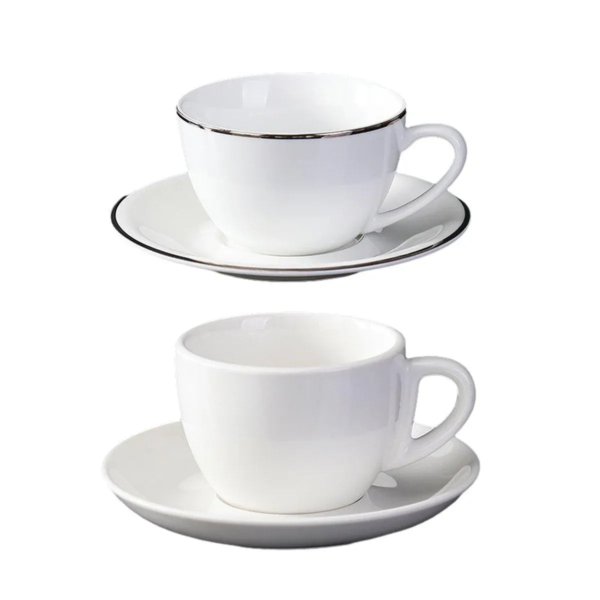 6PCS Ceramic Coffee Cup and Saucer Set Apricot Tea Cup with Ear Hotel
