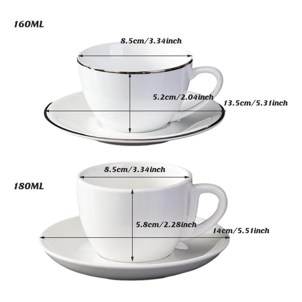 6PCS Ceramic Coffee Cup and Saucer Set Apricot Tea Cup with Ear Hotel