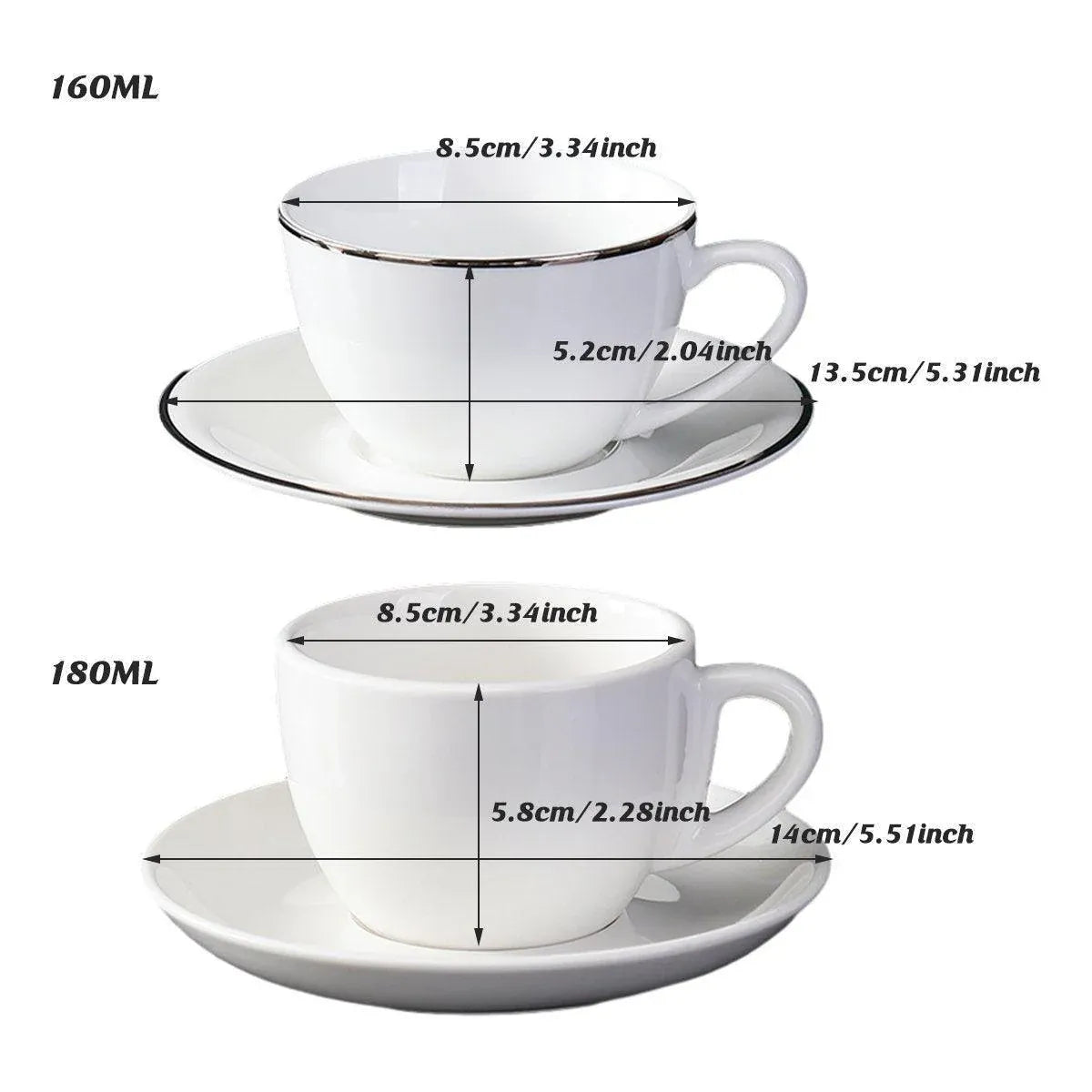 6PCS Ceramic Coffee Cup and Saucer Set Apricot Tea Cup with Ear Hotel