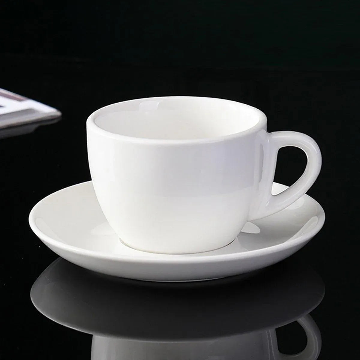 6PCS Ceramic Coffee Cup and Saucer Set Apricot Tea Cup with Ear Hotel