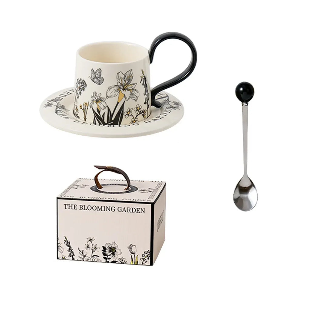Vintage Floral Ceramic Cup, Saucer and Spoon Gift Set, 260 ml