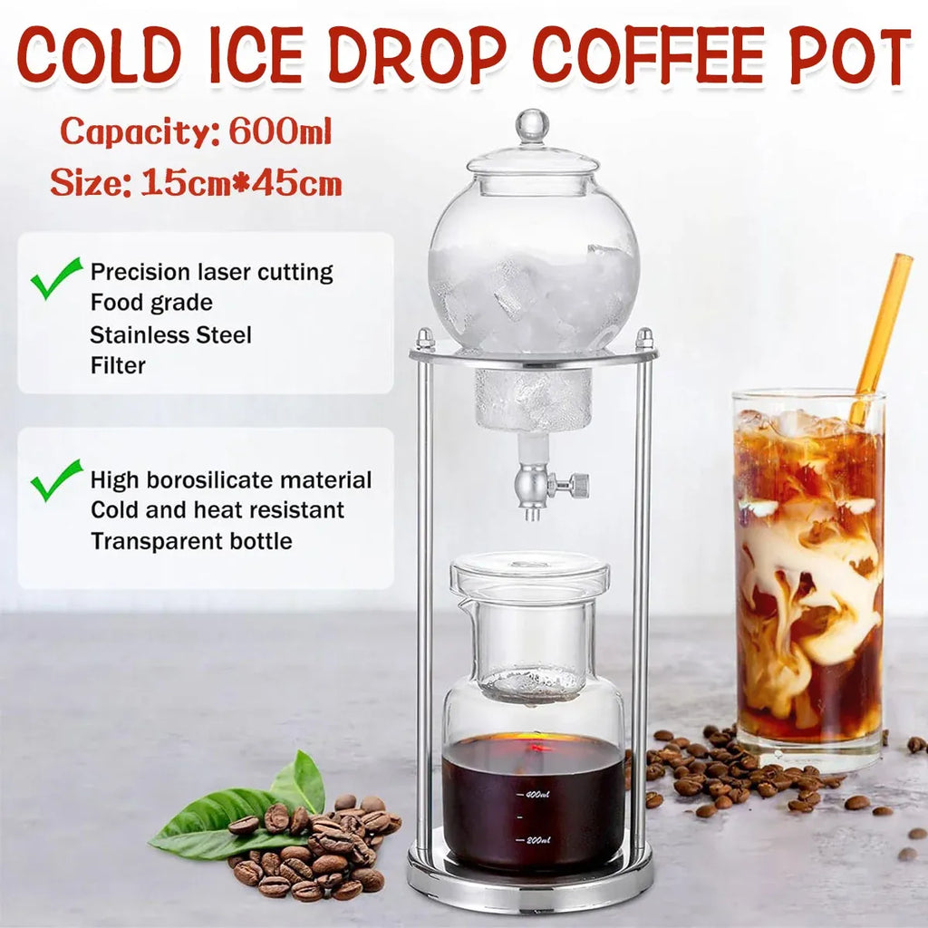 Glass Cold Drip Coffee Maker with Stainless Steel Stand, 600 ml