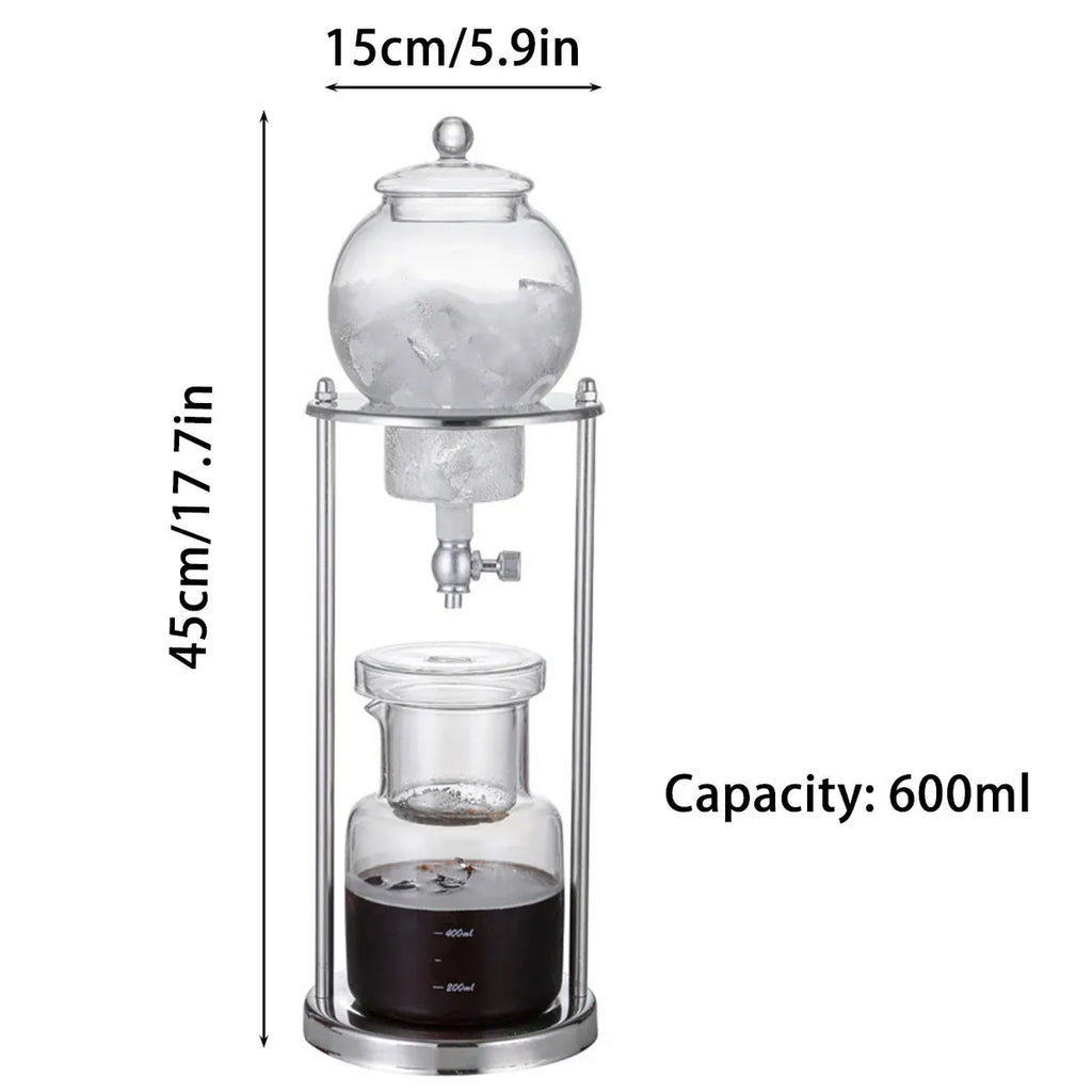 Glass Cold Drip Coffee Maker with Stainless Steel Stand, 600 ml