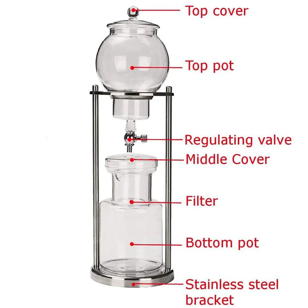 Glass Cold Drip Coffee Maker with Stainless Steel Stand, 600 ml
