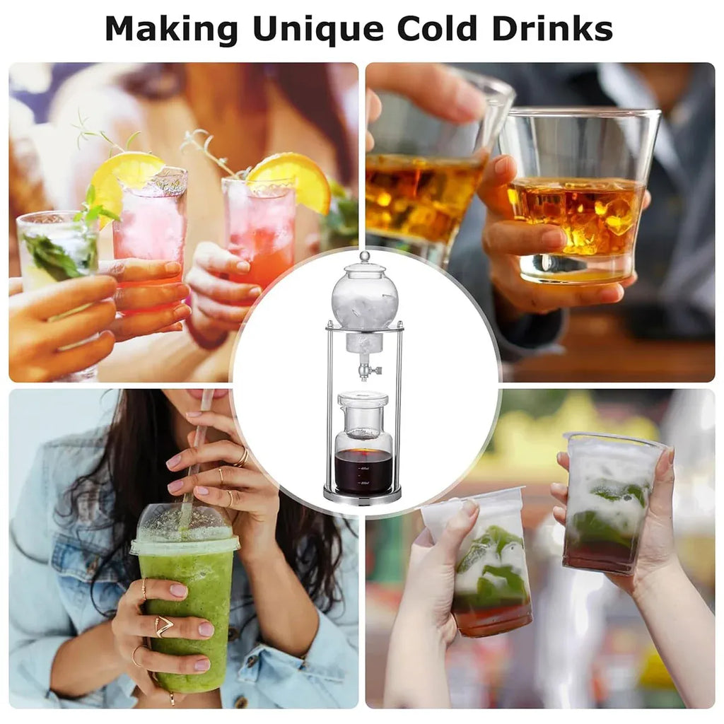 Glass Cold Drip Coffee Maker with Stainless Steel Stand, 600 ml
