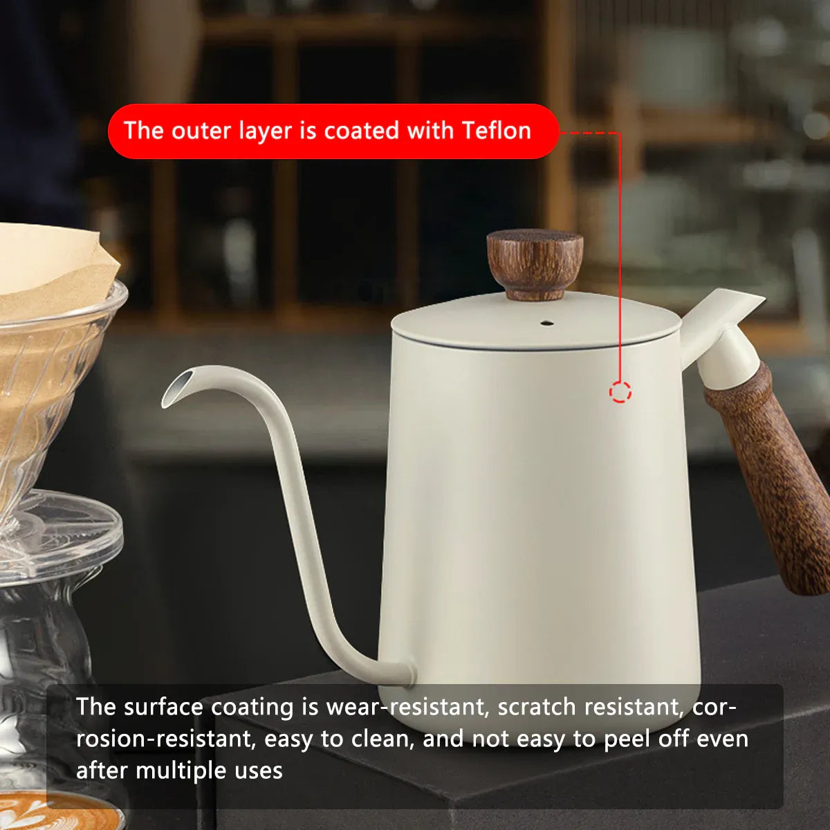 Stainless Steel Gooseneck Pour Over Coffee Kettle, 600 ml