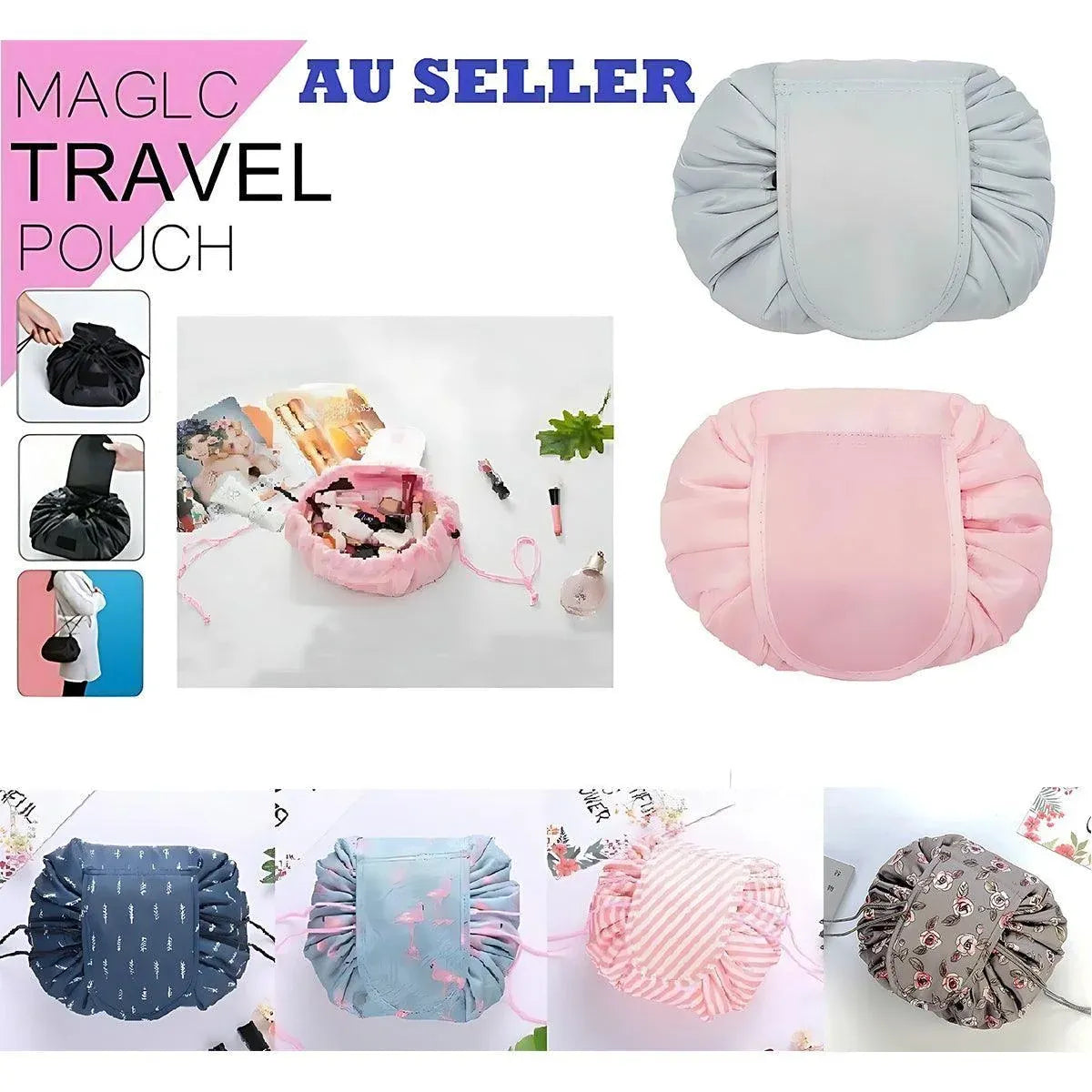 Drawstring Makeup Bag That Opens Flat, 53 x 53 cm