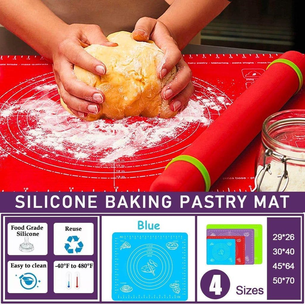 Silicone Pastry Rolling Mat, Blue, 64 x 45 cm