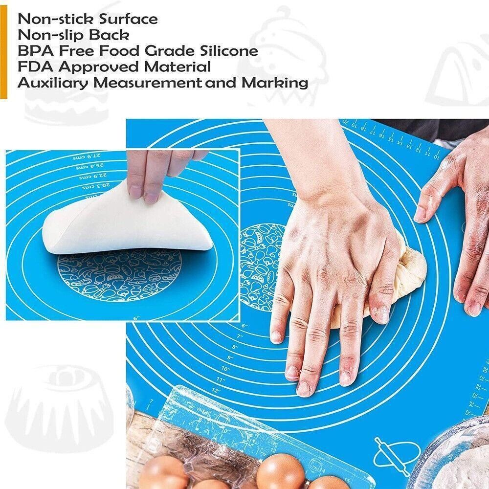 Green Reusable Non-Stick Silicone Rolling Dough Mat Cake Pastry Baking Fondant Sheet