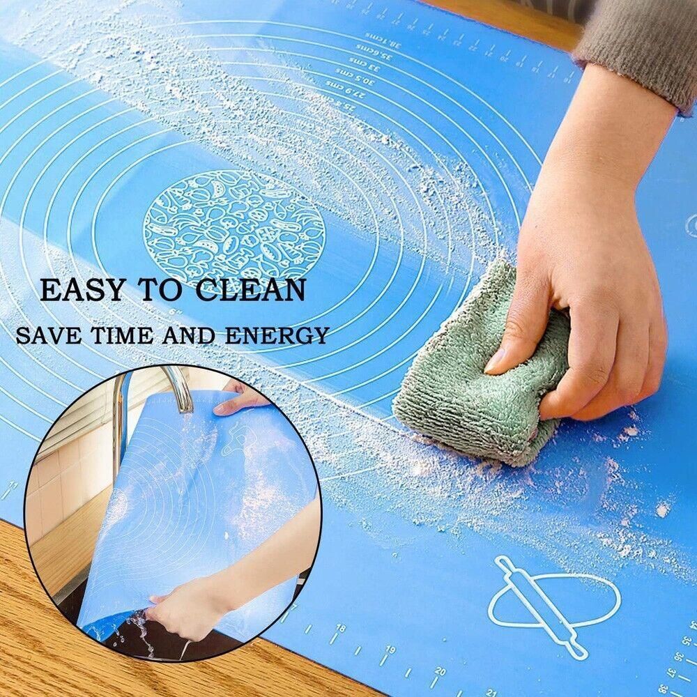 Green Reusable Non-Stick Silicone Rolling Dough Mat Cake Pastry Baking Fondant Sheet