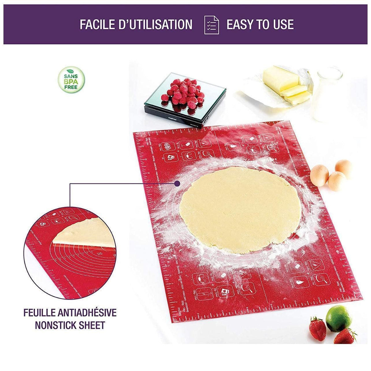 Green Reusable Non-Stick Silicone Rolling Dough Mat Cake Pastry Baking Fondant Sheet