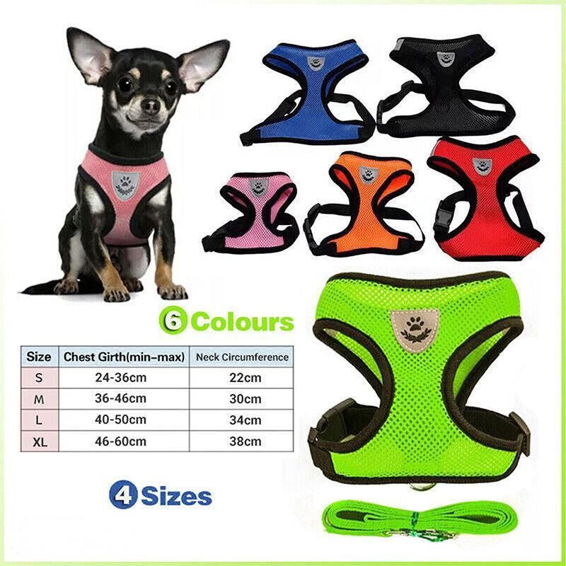 M Size Pet Dog Cat Puppy Soft Leash VEST Mesh Breathe Adjustable