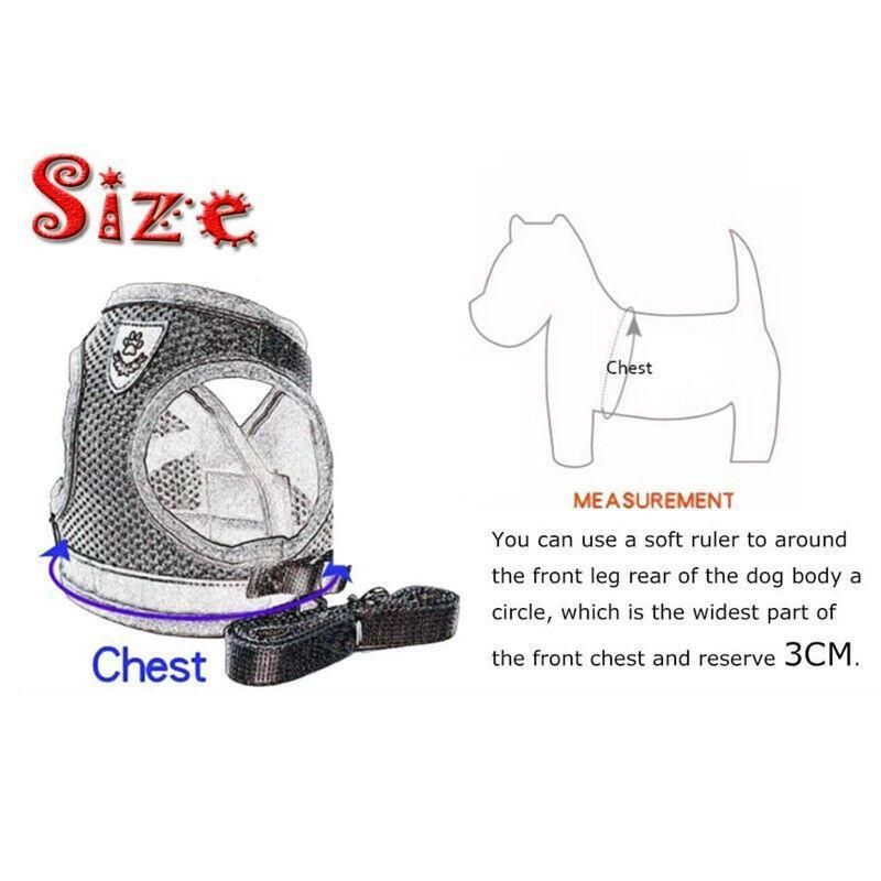 M Size Pet Dog Cat Puppy Soft Leash VEST Mesh Breathe Adjustable
